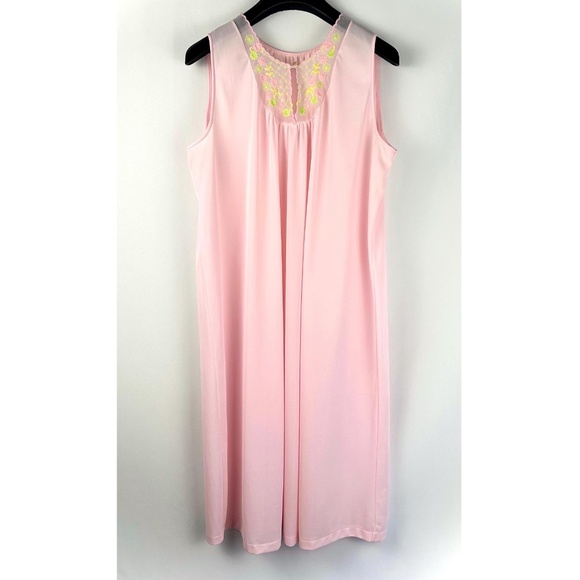Vintage 1960’s ‘Sears’ Nylon Lingerie Sleep Dress in Pink with Flowers - S/M - Picture 1 of 10